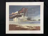 This is a Bicentennial-era limited-edition print collection focusing on historical American transportation. The "Champs of the River" artwork by Wellington Ward Jr., Lithograph, offered Jul 2026