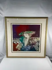 Lee White, Original one of a kind piece by American artist Lee White of an abstract women with flowers. Medium:, Mixed Media Dimensions: H:41in L:41in