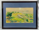 Yves Brayer, Untitled, Watercolor landscape painting by Yves Brayer. Dimensions: H:21in L:26in approxim