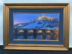 Description: Painting of Marienburg castle in Wurzburg Germany at night by "Marienberg Fortress" by Alexei Butirskiy, Oil on Canvas, offered Jul 2026