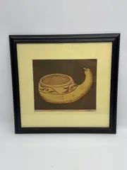 Description: A framed by Julio Camino Sánchez, woodcut print, offered Jul 2026