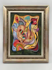 Wassily Kandinsky, This is a reproduction of the original.This dynamic composition features vibrant, Oil on Canvas