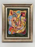 Wassily Kandinsky, This is a reproduction of the original.This dynamic composition features vibrant, Oil on Canvas