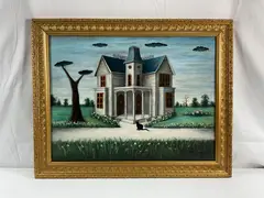 Gertrude Abercrombie, Attributed to Gertrude Abercrombie.Signed on the lower right and dated 1952. The painting features a Victorian-style house with a symmetrical facade, Oil on Canvas