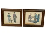 Norman Rockwell, Untitled, Lithographic calendar prints Framing: Matching wood frames