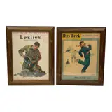 Norman Rockwell, Untitled, Lithographic magazine prints Framing: Matching wood frames