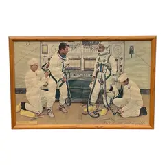 The Longest Step (Grissom and Young Suiting Up) Subject: NASA Space Exploration / Gemini Program History by Norman Rockwell, Framed Color Plate / Offset Lithograph Print (Verify the printing style or book plate origin upon final catalog inspecti, offered Jul 2026