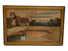Untitled by J. Metzger, Watercolor and gouache on paper Signature: Signed "J. METZGER" in paint (lower right), offered Jun 2026