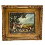Carle Vernet, Untitled, Oil on canvas Style: Traditional Sporting Art / Equestrian Realism Signature/Inscriptions: Unsigned; retains vintage Syroco Art manufacturer label on the reverse
