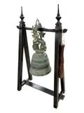 Southeast Asian, Untitled, bronze temple bell on wooden stand