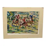 Gen Paul, Polo Match, Watercolor and gouache on paper Signature: Signed in ink at the lower left