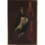 Paolo Antonio Barbieri, Natura morta con uccello palustre e due gamberi, oil on paper applicata on canvas