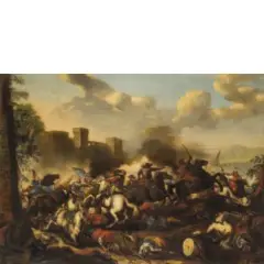 Antonio Calza, Battaglia tra cavallerie cristiane e turche, oil on canvas