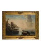 Gaetano Ottani, Coppia di vedute costiere, oil on canvas