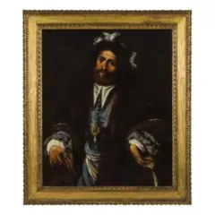 Pietro della Vecchia, Ritratto di gentiluomo con abito blu e pelliccia, oil on canvas