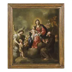 Madonna col Bambino, San Francesco da Padova e l'arcangelo Raffaele by Gian Domenico Cignaroli, oil on canvas, offered Jun 2020