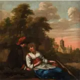 Bernardus van Schijndel, Coppia di innamorati / Siglato in basso a destra, oil on canvas