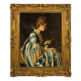 Domenico Induno, Milano, 1815 - 1878 / Donna che legge una lettera / Firmato D Induno in basso a destra