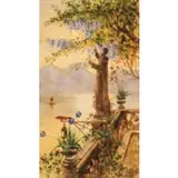 Vercelli, 1866 - Milano, 1946 / Terrazza adiacente a Villa Balbiano sul lago di Como / Firmato G Galli in basso a destra by Giuseppe Galli, Acquarello su carta, offered Jun 2020
