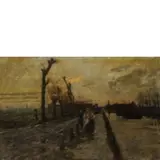 Emilio Gola, Milano, 1851 - 1923 / Paesaggio nei dintorni di Milano / Dedica Alla Signora Amalia Mariani e firmato E Gola e datato 1892 in basso a sinistra