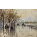Pietro Scoppetta, Amalfi, 1863 - Napoli, 1920 / Lungo la Senna, Parigi / Firmato P Scopetta in basso a destra