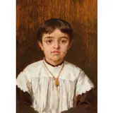 Domenico Morelli, Napoli, 1826 - 1901 / Ritratto della figlia Eleonora, oil on tavoletta
