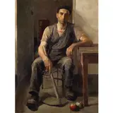 Genova, 1893 - 1987 / Contadino con la zappa / Firmato A. H. Gagliardo siglato e datato 1932 in basso a destra by Alberto Helios Gagliardo, oil on canvas, offered Jun 2020