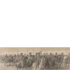 Gaetano Previati, Ferrara, 1852 - Lavagna, 1920 / I soldati spagnoli / Firmato Previati in basso a sinistra, pencil on paper