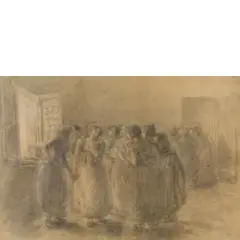 Gaetano Previati, Ferrara, 1852 - Lavagna, 1920 / Lucia in convento / Firmato Previati in basso a destra, pencil on paper
