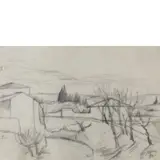 Firenze, 1895 - Ivrea, 1957 / Paesaggio brullo / Firmato O Rosai e datato 941 in basso a destra by Ottone Rosai, pencil on paper, offered Jun 2020
