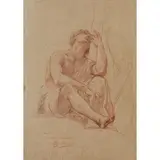 Alexandre Cabanel, Montpellier, 1823 - Parigi, 1889 / Studio di figura di uomo / Dedica a Chevalier Morelli, Al Cabanel, Paris 1 mai 1887 in basso, pencil sanguigna on paper