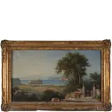 Giovanni Serritelli, Napoli, 1810 - dopo il 1880 / Veduta di Posilippo con figure, oil on canvas