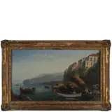 Giovanni Serritelli, Napoli, 1810 - dopo il 1880 / Dame a Sorrento, la casa di Tasso sullo sfondo, oil on canvas