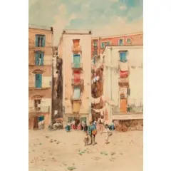 Napoli, 1835 - 1905 / Vicoli di Napoli / Firmato Gius Laezza in basso a sinistra by Giuseppe Laezza, Acquarello su carta, offered Jun 2020