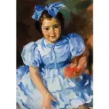 Mario Micheletti, Balzola, 1892 - San Maurizio Canavese, 1975 / Bambina con il fiocco azzurro, sul retro Paesaggio / Firmato Micheletti in basso a sinistra, etichetta d'esposizione in basso a destra, oil on panel