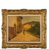 Giovanni Bartolena, Livorno, 1866 - 1942 / Paesaggio con figura / Firmato Gio Bartolena in basso a destra