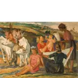 Nello Alessandrini, Empoli, 1885 - Firenze, 1957 / Festa di famiglia in campagna / Firmato N Alessandrini in basso a destra, oil on compensato