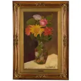 Giovanni Bartolena, Livorno, 1866 - 1942 / Vaso con fiori / Firmato Giov Bartolena in basso a destra / al retro, iscrizione a penna: Siro Carini