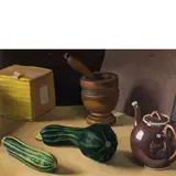 Gigi Chessa, Torino, 1898 - 1935 / Natura morta con zucchini / Firmato Chessa e datato 1921 in alto a destra, oil on canvas