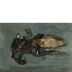 Oscar Saccorotti, Roma, 1898 - Megli di Recco, 1986 / Gallinella d acqua e anatre / Firmato O Saccorotti e datato 1973 in basso a destra, oil on canvas