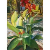 Valentino Ghiglia, Firenze, 1903 - 1960 / Fiori rossi nel parco / Firmato Valentino Ghiglia in basso a destra