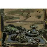 Ferrara 1896 - Milano 1956 / Natura morta con candeliere, 1943 by Filippo de Pisis, oil on cardboard, offered Jul 2020