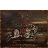 Volo 1888 - Roma 1978 / Cavallo fuggente, prima metà anni '50 by Giorgio de Chirico, oil on canvas, offered Jul 2020