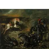 Volo 1888 - Roma 1978 / Battaglia, 1949 by Giorgio de Chirico, oil on canvas, offered Jul 2020