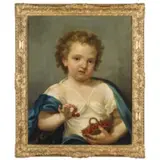 Giuseppe Angeli, Ritratto di bambina con ciliegie, oil on canvas