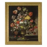 Andrea Scacciati II, Natura morta di fiori recisi in vaso dorato, oil on canvas
