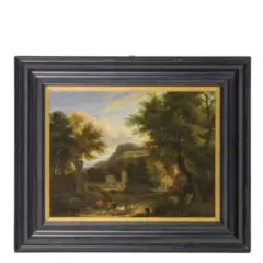 Isaac de Moucheron, Paesaggio italianizzante con pastori e case sullo sfondo, oil on canvas