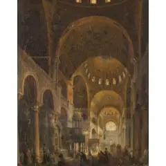 Giuseppe Borsato, Interno della Basilica di San Marco / Veduta di Piazza San Marco, oil on canvas
