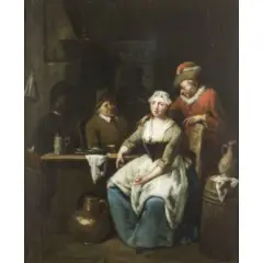 Jan Baptist Lambrechts, Scena di osteria, oil on panel
