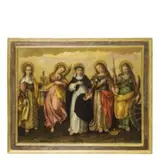 Luca Mombello, Cinque sante, oil on canvas
